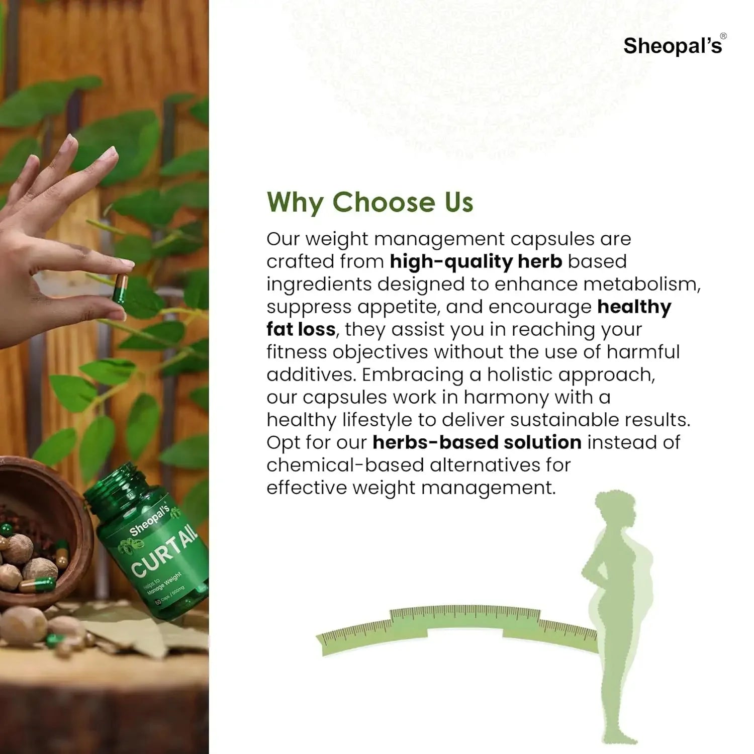 Sheopal’s Curtail | Ayurvedic Weight Management Capsules For Daily Wellness & Active Living | 60 Capsules